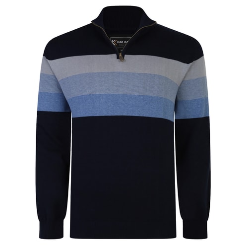 KAM 1/4 Zip Stripe Knit Navy
